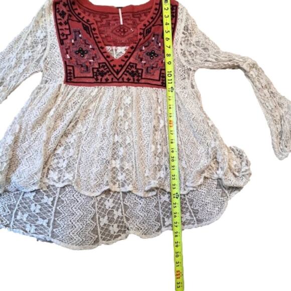 Free people Casablanca Moroccan Lace sz S Embroidered boho peasant hippie flowy - Picture 9 of 11